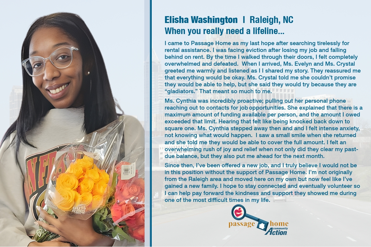 Elisha Washington’s Passage Home success story: When you really need a lifeline