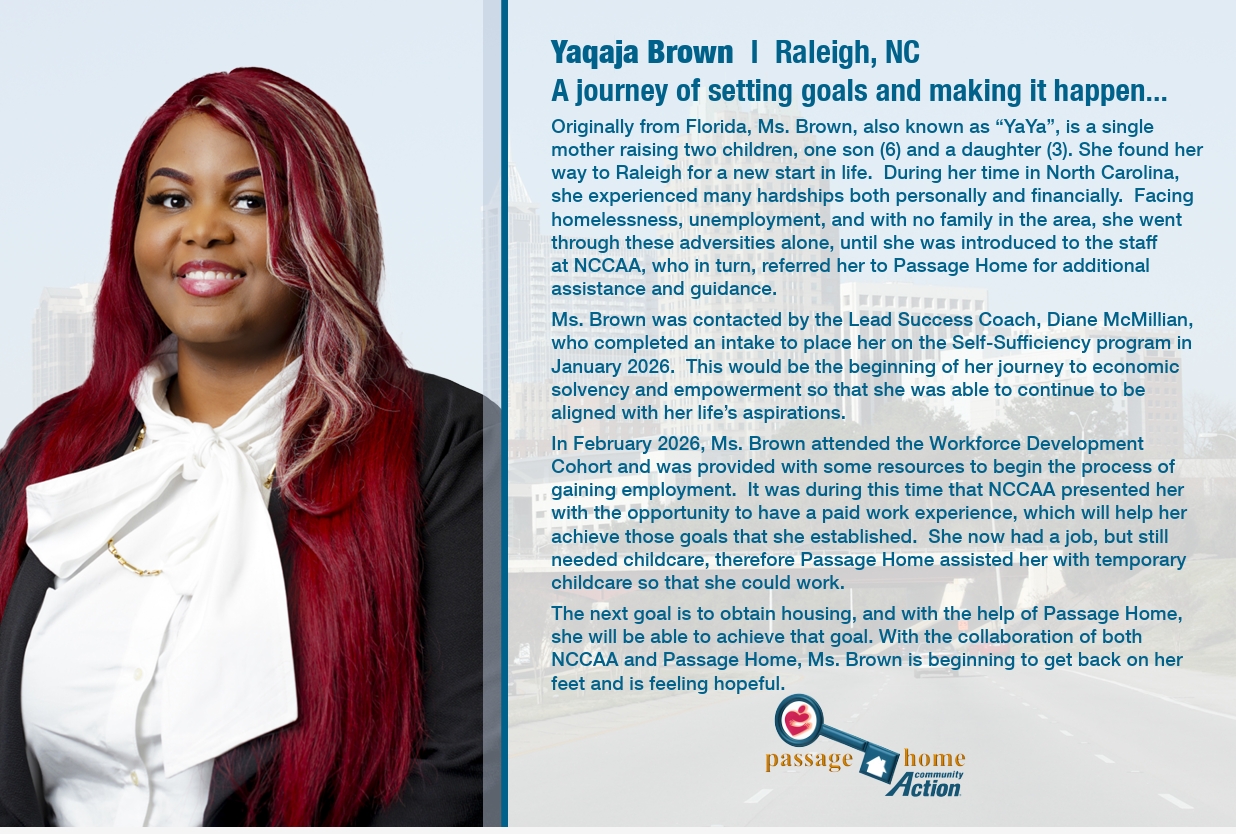 Yaqaja Brown’s Passage Home success story: A journey of setting goals and making it happen